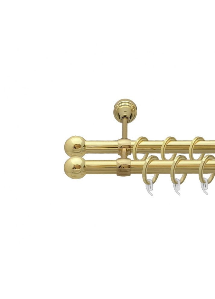 Карниз Куля Болонь металевий дворядний литий гладка труба Золото 19\19 мм 300 см (00-00009461) ORVIT (300279114)