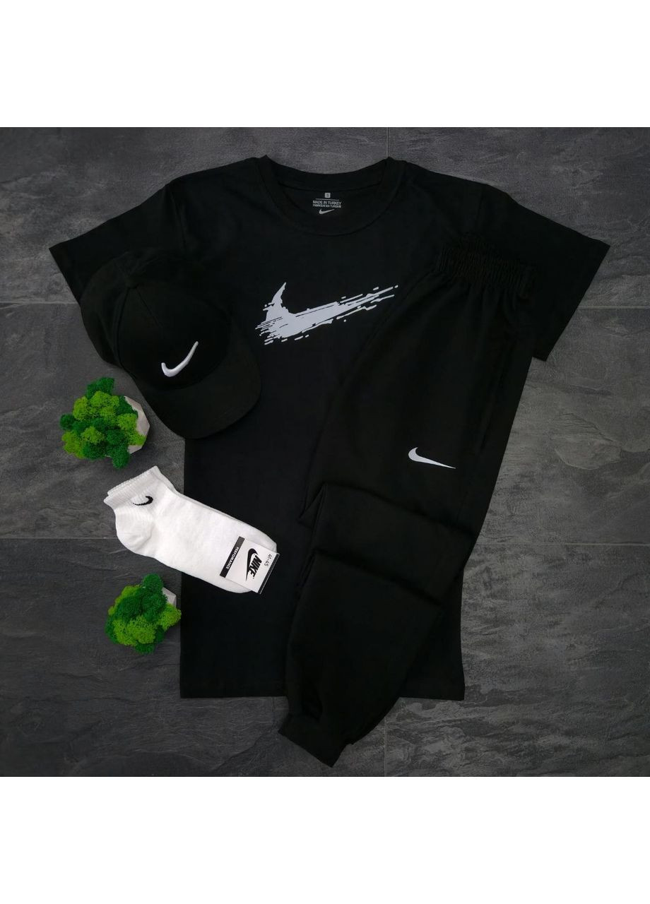 Черный комплект nike футболка,штаны,кепка,2 пары носков,двунитка турция Україна
