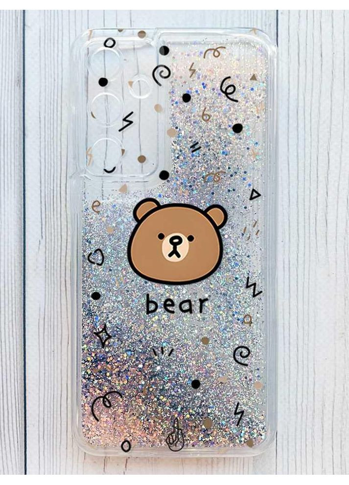 Чохол з плаваючими срібними блискітками на Samsung Galaxy A35 Ведмедик (принт 76) Creative (362026188)
