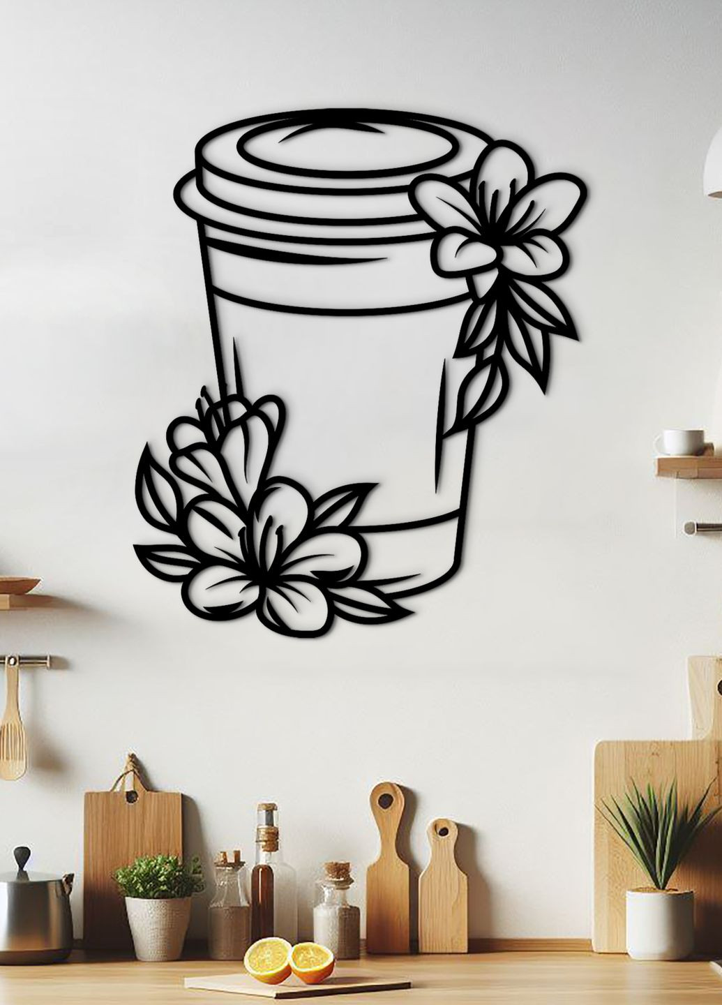 Декоративное панно из дерева, интерьерная картина на стену "Кофе с собой", оригинальный подарок 70х85 см Woodyard (291882420)