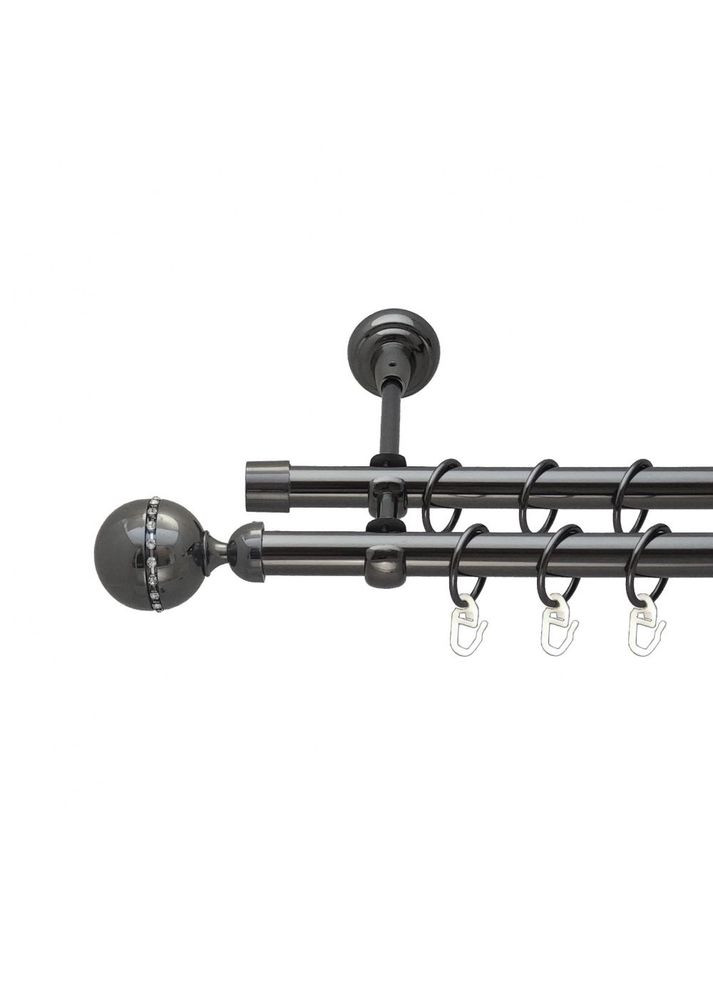 Карниз Кортеза металлический двухрядный открытый гладкая труба Оникс 19\19 мм 200 см (00-00014934) ORVIT (300280431)