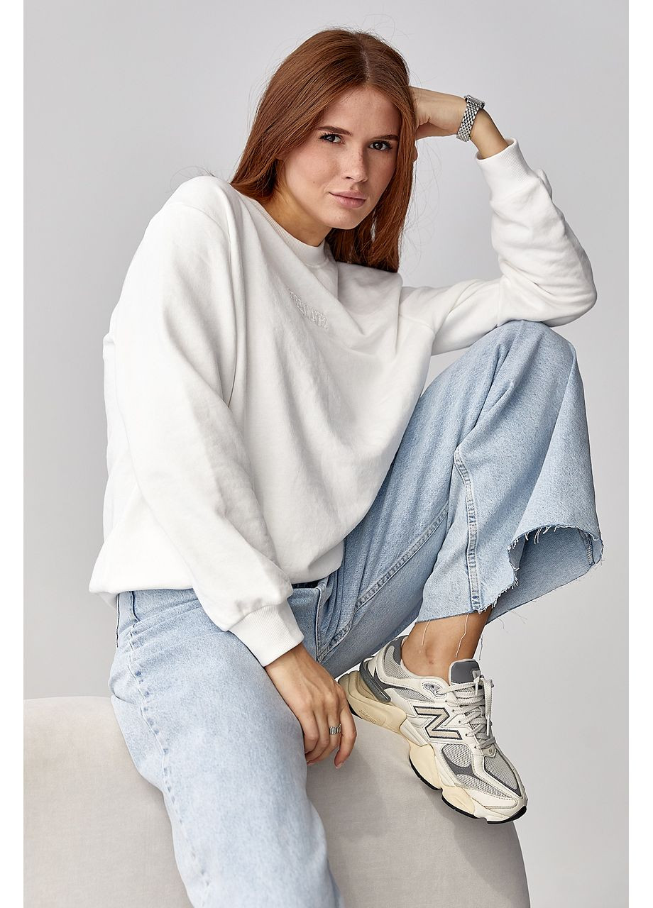 Белый женский свитшот с надписью из бисера Lurex (355077392)