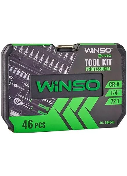 Професійний набір інструментів Pro 1/4", 72 зубці, Cr-V, 46 од. (арт. 904046) Winso (360874744)