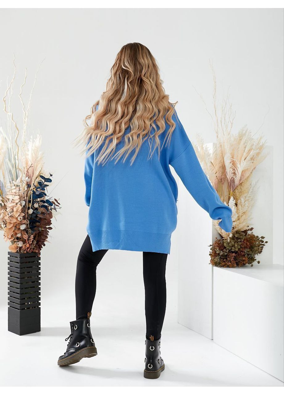 Блакитний демісезонний светр-туніка — замір в описі DK/DL Мода без кордонів