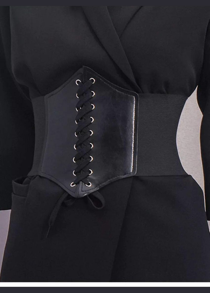 Корсет декоративный с легким утяжелением на липучке декоративная шнуровка черный No Brand Топ декоративний (324625738)