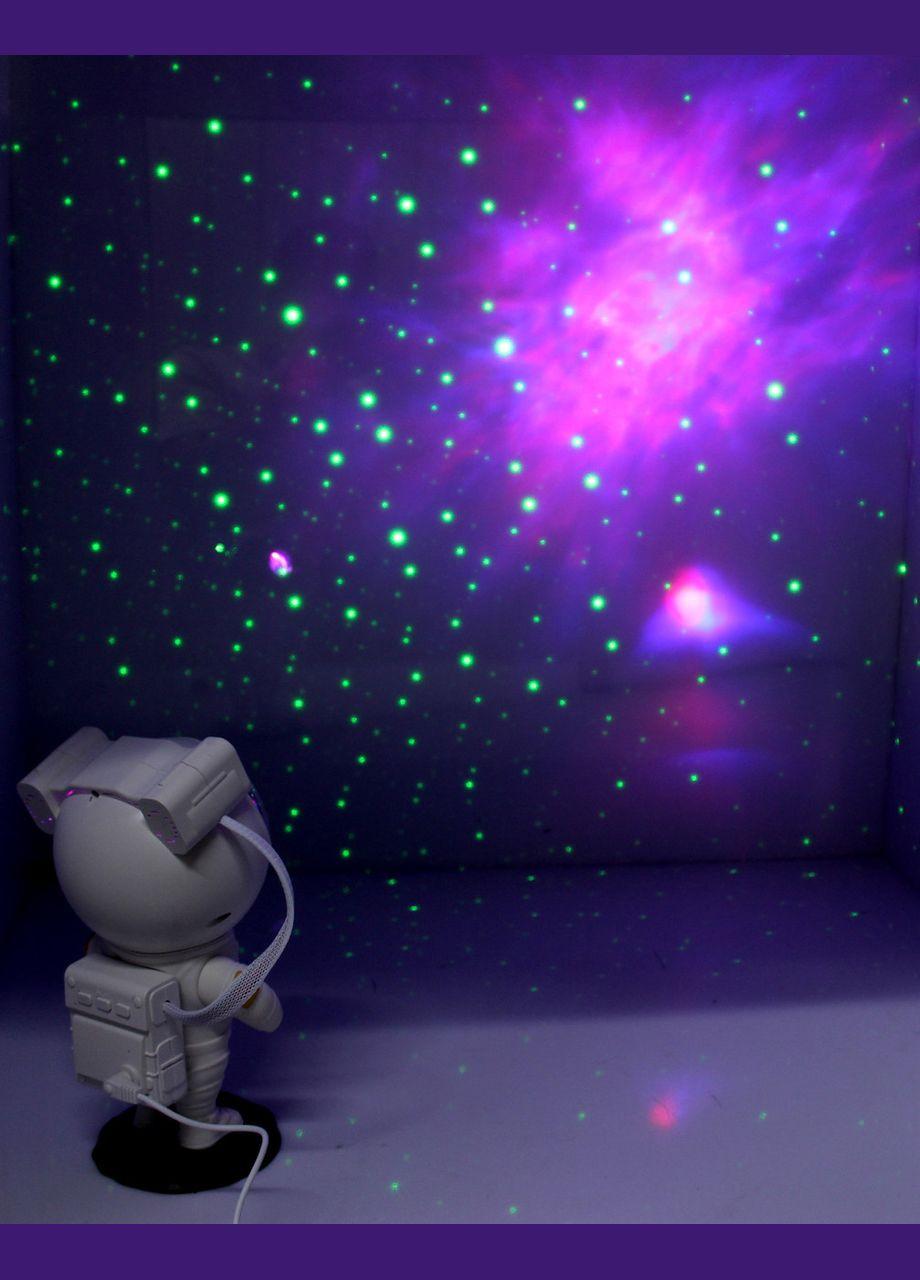 Нічник проектор зоряного неба Астронавт 8628 лед світильник космонавт лампа зоряне небо з пультом та таймером відключення Білий No Brand (315025312)