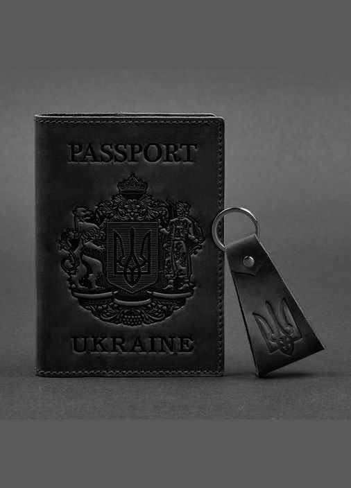 Подарунковий набір шкіряних аксесуарів з українською символікою чорний (A-027583) BlankNote (328444802)