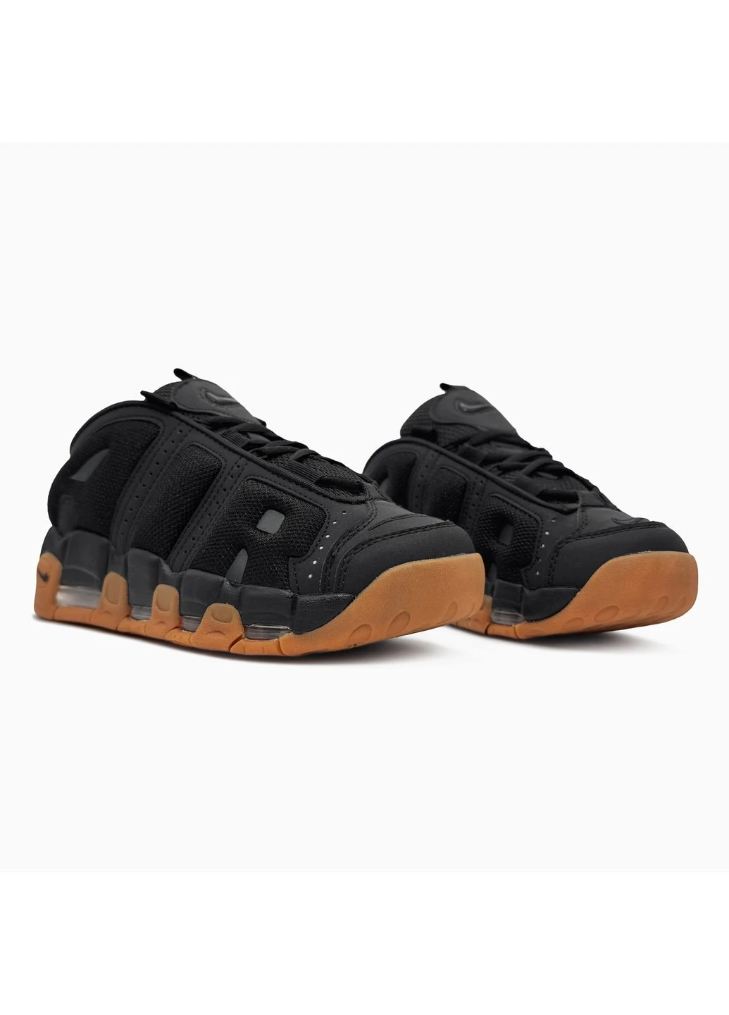 Чорні кросівки чоловічі nike air more uptempo black/gum найк аір мор уптемпо чорні демісезон No Brand