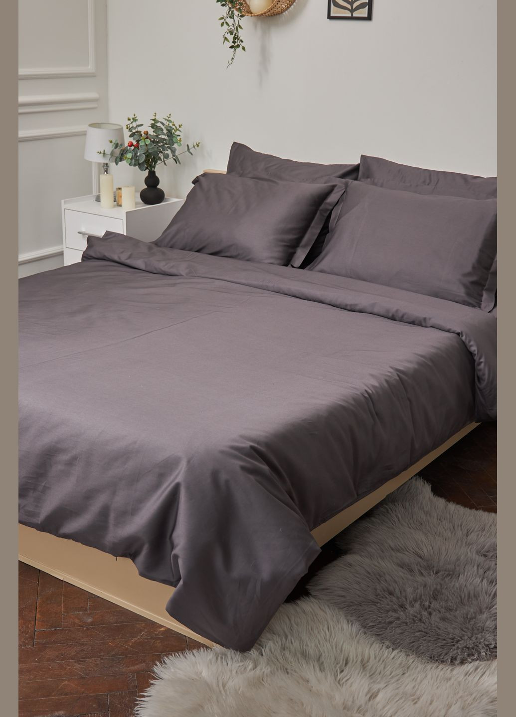 Комплект постельного белья King Size 220x240 наволочки 2х50х70 Satin Premium (MS-820000386) Moon&Star rain cloud (284416416)