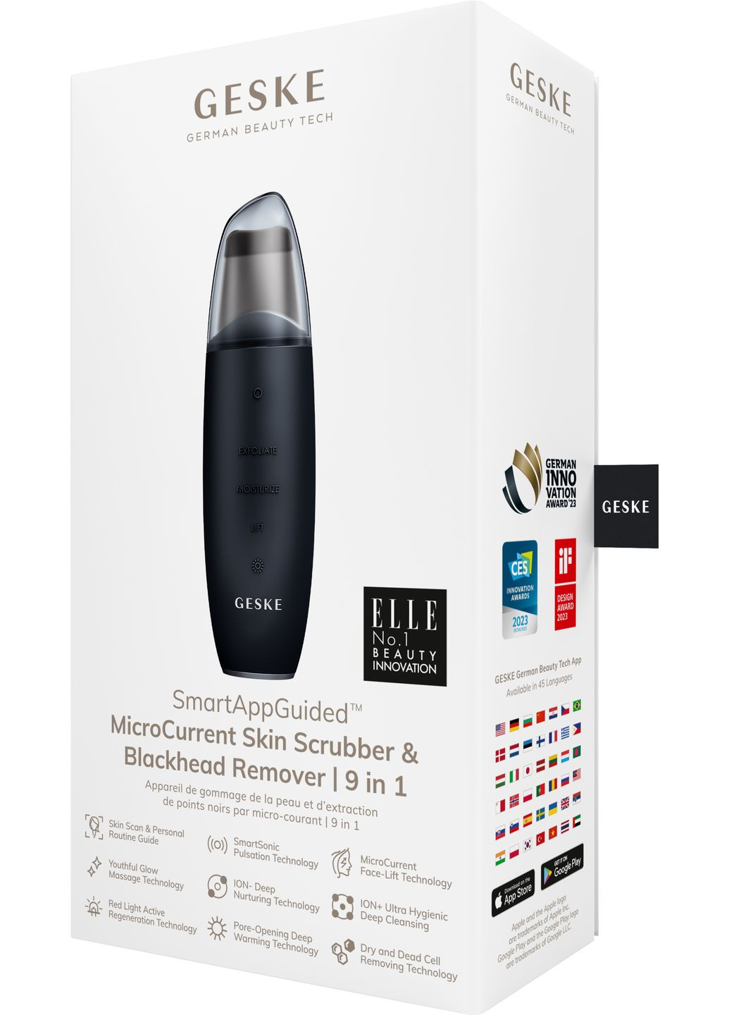 Микротоковый скраббер для кожи и устранение черных точек MicroCurrent Skin Scrubber&Blackhead Remover 9в1 black GESKE (341526250)