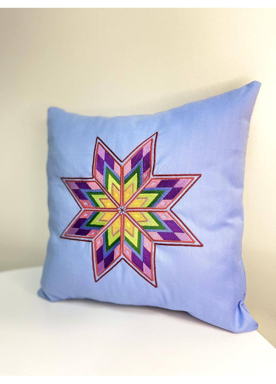 Подушка оберег Алатырь 30x30 см голубой лен (NF0150) Tiferet-NF (371772218)