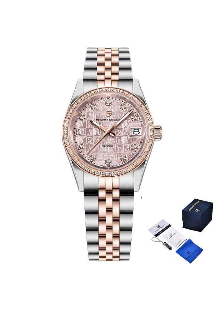 Часы PD-1794L Silver-Rose Gold-Pink механические, механика с автоподзаводом сasual, классические Pagani Design (342323259)