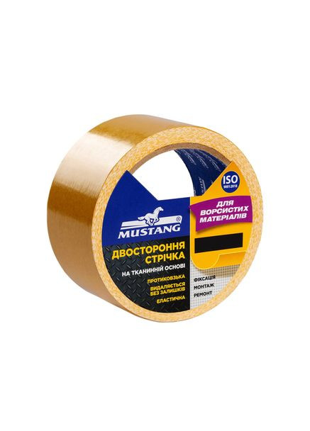 Стрічка двостороння 50x0,25мм 5м тканина/каучук біла [INRUC0020650005000] DCT505 Mustang (359379327)