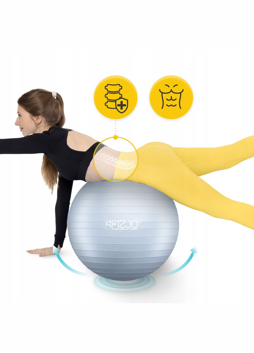 Мяч для фитнеса (фитбол) 65 см Anti-Burst Grey () 4FIZJO P-5905973404785 (345710458)