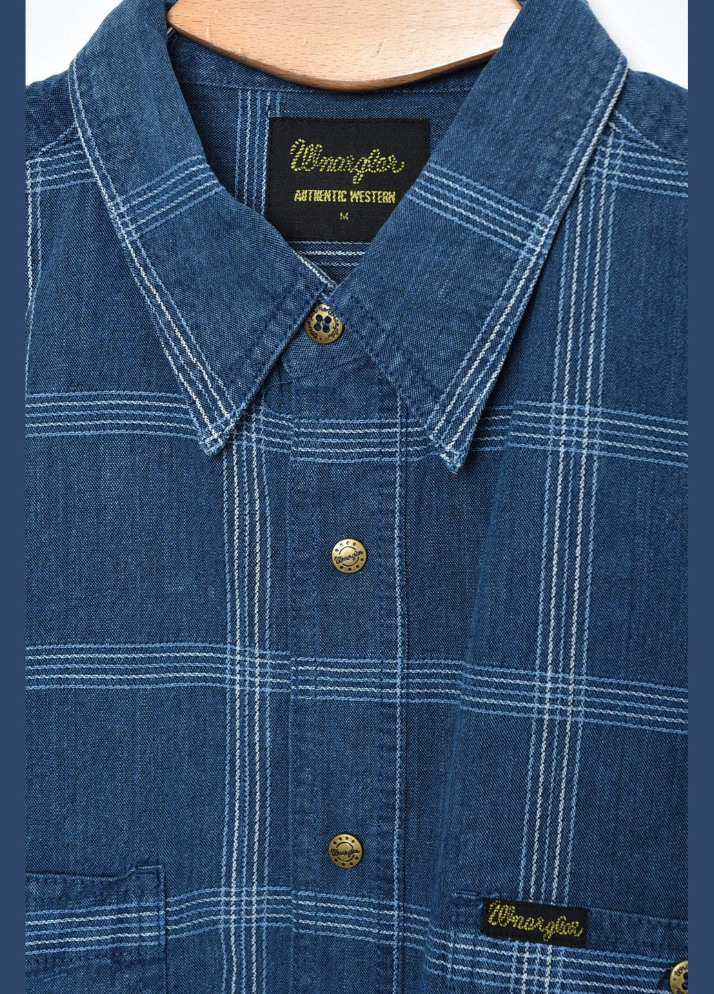 Сорочка чоловіча джинсова синього кольору Let's Shop (278050322)