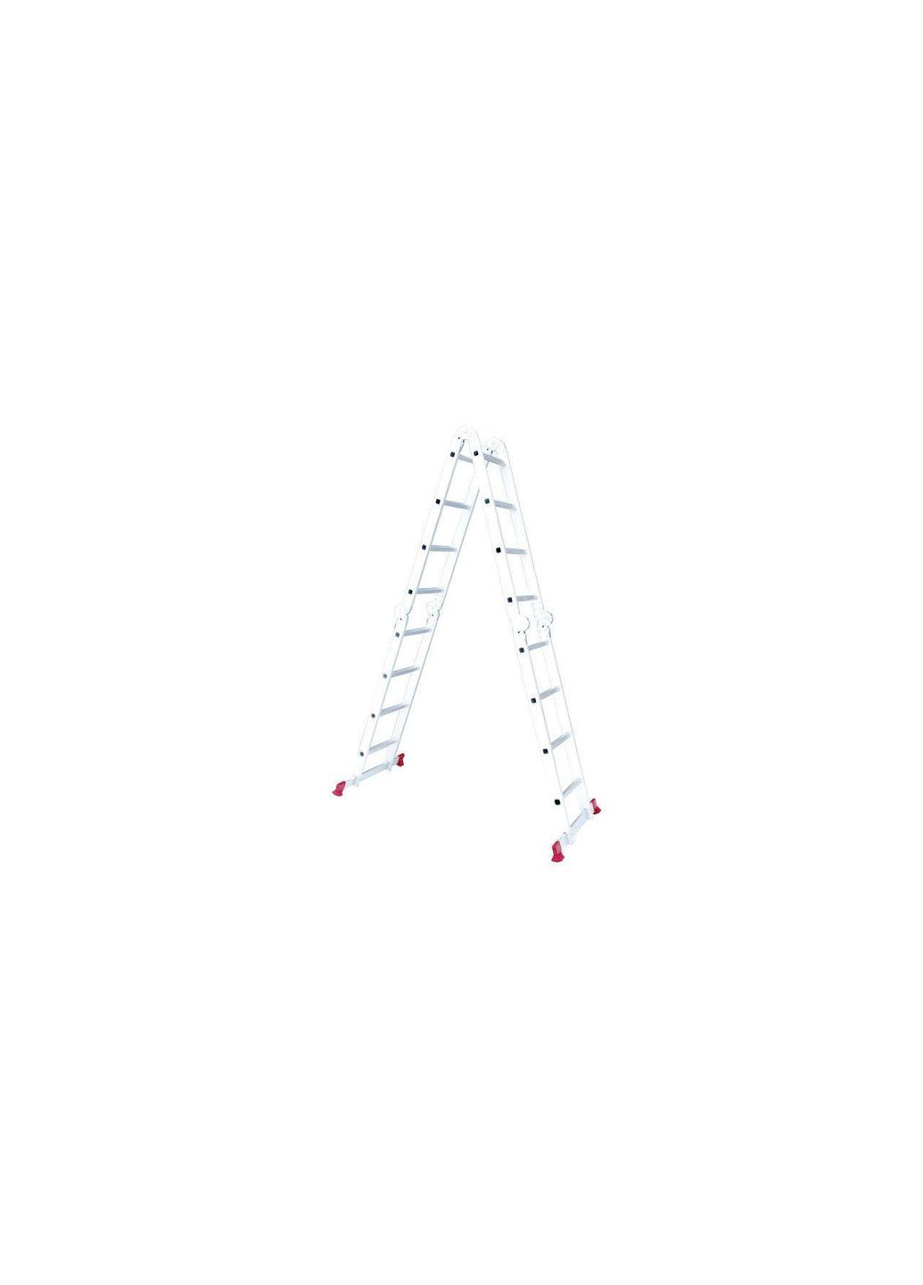 Драбина-трансформер алюмінієва 4x4 щаблі міцна для дому 4750 мм максимальне навантаження 150 кг Intertool (356510517)