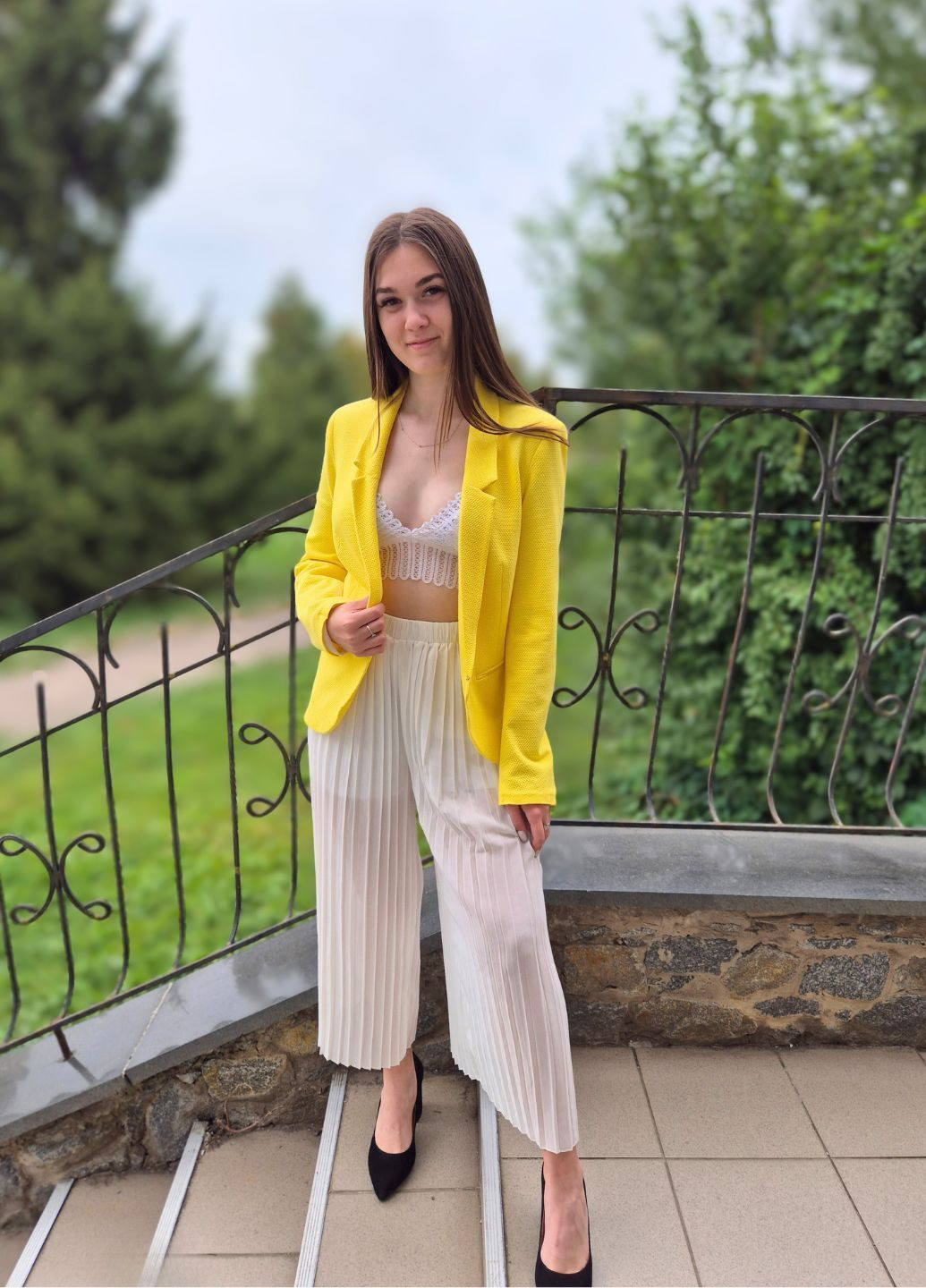 Желтый женский жакет блейзер женский текстурированный Promod - демисезонный