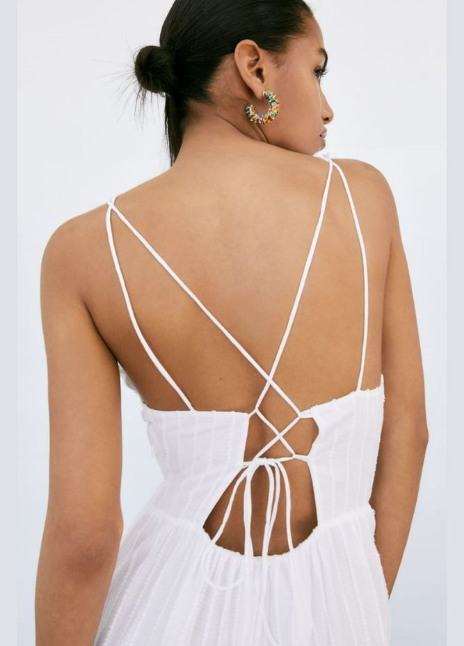 Білий святковий, коктейльна, пляжна, повсякденний, кежуал сукня міді на запах Zara