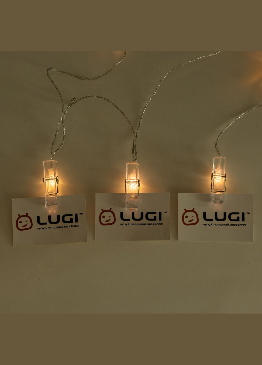 Гірлянда-нитка Прищіпки 20 LED довжина 5 метрів, теплий білий GarlandoPro A65 No Brand (300076251)