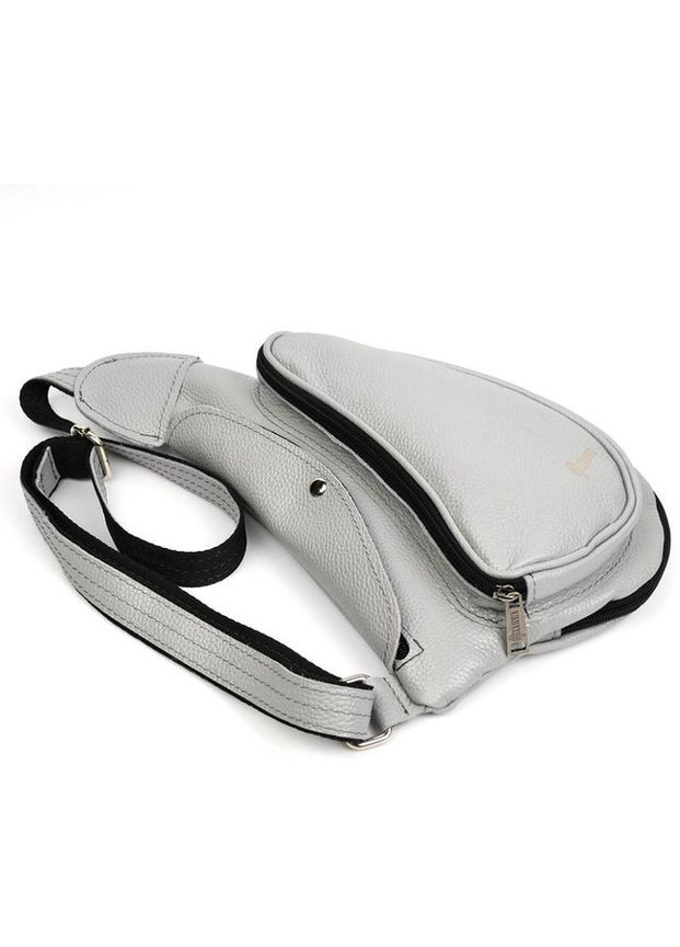 Сумка слінг через плече жіноча з натуральної шкіри для телефону та для документів велика Сірий 38915 TARWA (351489099)