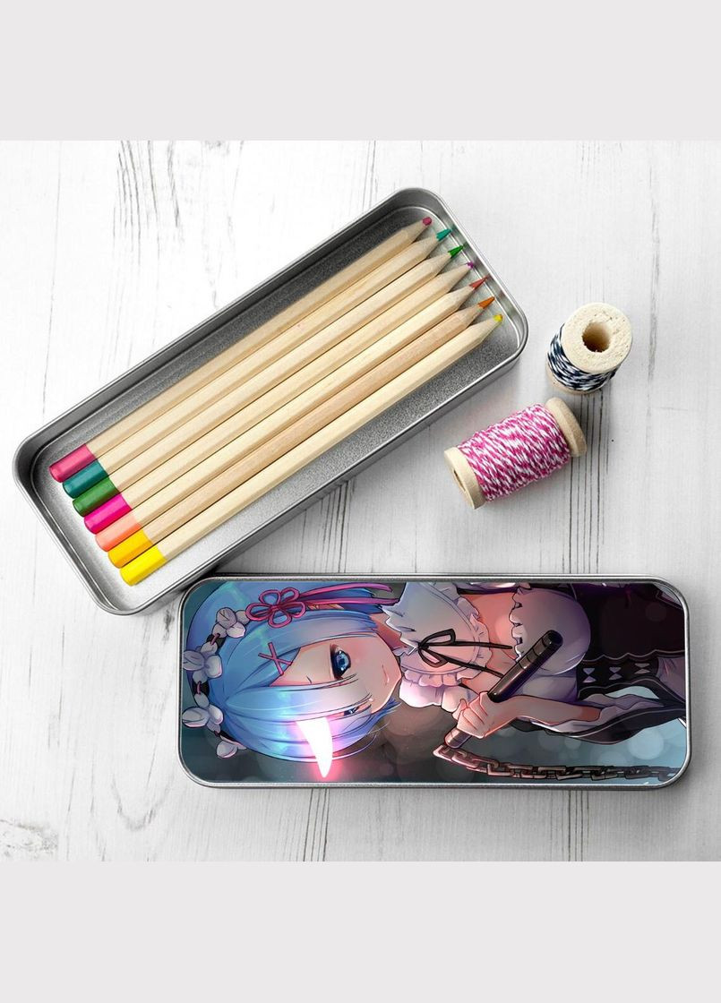 Пенал школьный для мальчика и девочки металлический Аниме Жизнь с нуля в другом мире #004 7*18 см Silver No Brand (309152388)