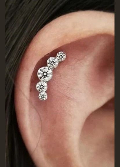 Сережки на хрящ Helix Козелок білі кристали сережки-гвоздики з кристалами 1шт No Brand (339104073)