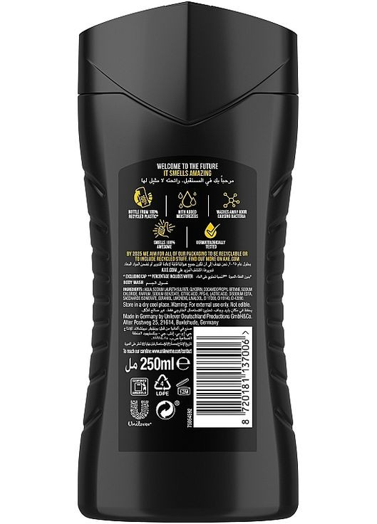 Гель для душа "Дарк темптейшн" Revitalizing Shower Gel Dark Temptation 250ml (115189-55357) Axe (368641674)