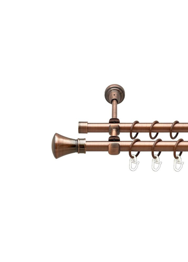 Карниз Люксор металевий дворядний відкритий гладка труба Мідь 16\16 мм 200 см (00-00020661) ORVIT (300693392)