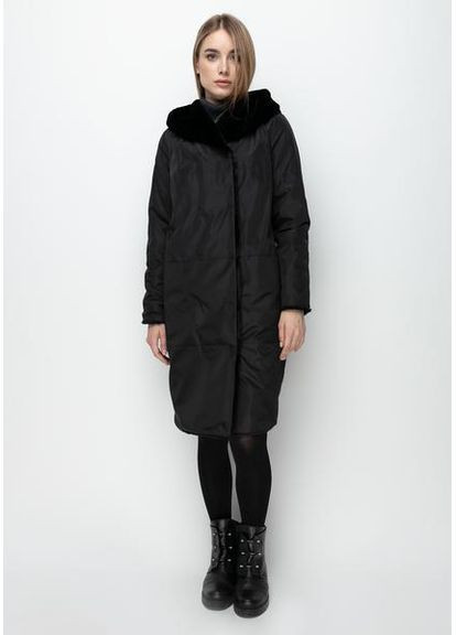 Шуба из эко меха 1100M-C Чорний SAM M Samange (367582182)