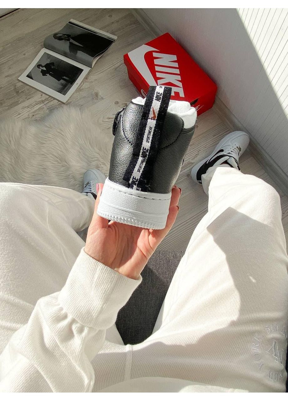 Черные зимние кроссовки мужские nike utiliti high winter white black найк No Brand