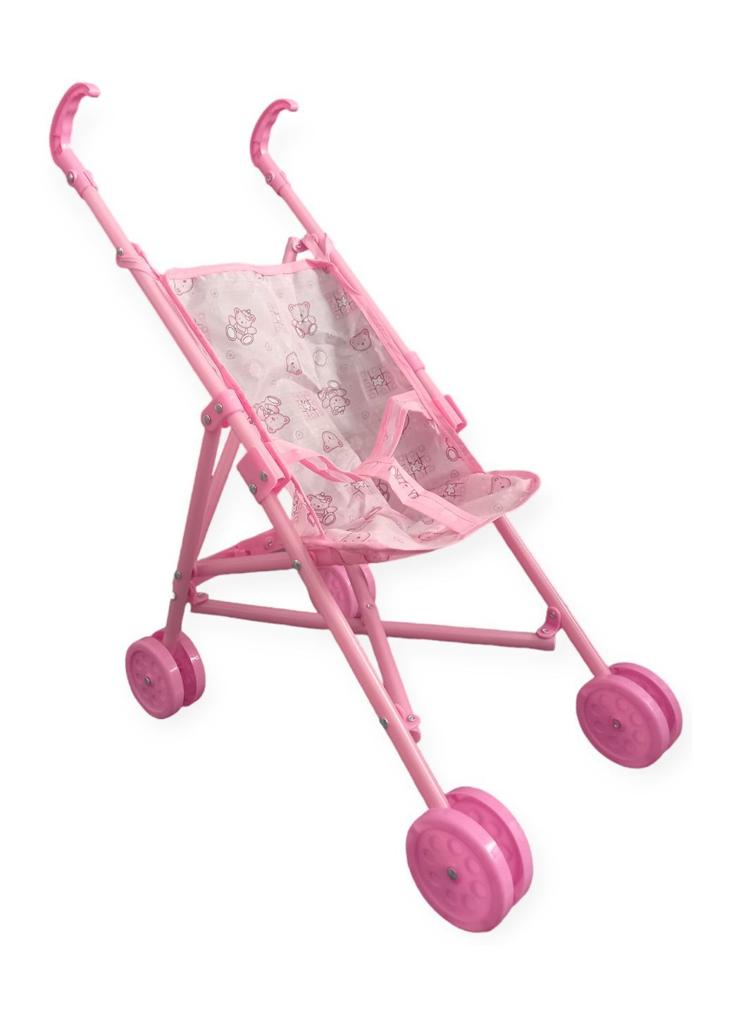 Коляска дитяча рожева з ведмедиками складна іграшкова 50 х 35 х 20 см пластикова No Brand (280947188)