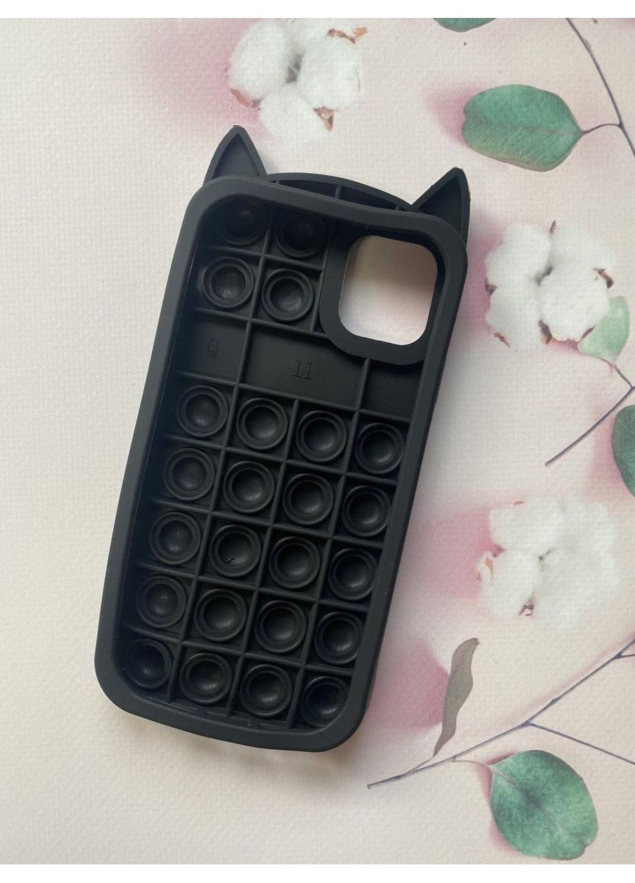 Силіконовий чохол Поп іт Антистрес Поп-Іт Pop It для iPhone 11 Попіт Котик Чорний Creative (359490897)