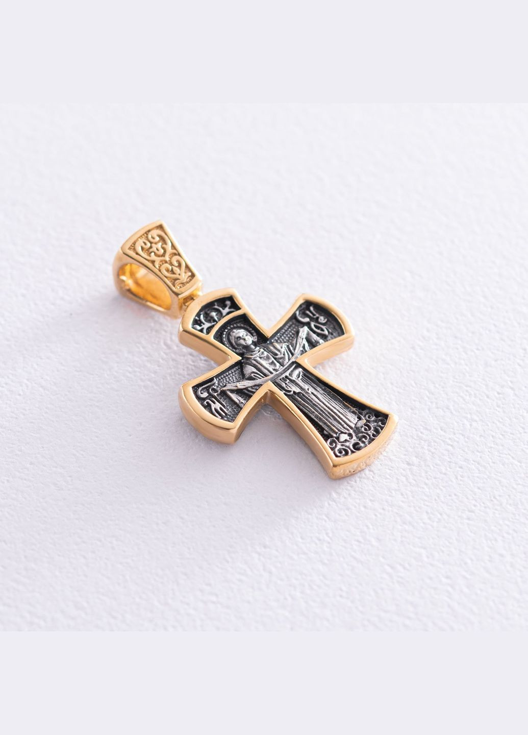 Серебряный крестик православный с позолотой 132506 Oniks (278567237)