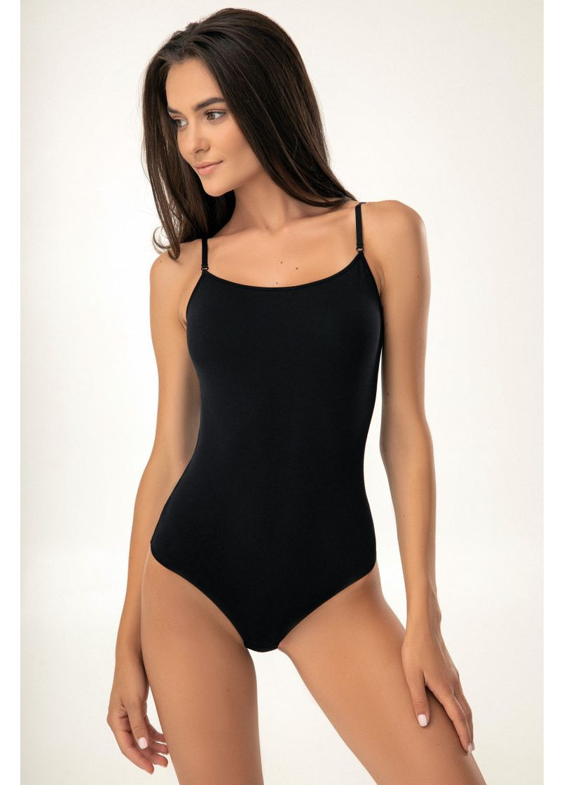 Базова боді майка-стрінг з бавовни у чорному кольорі Jasmine (364506718)