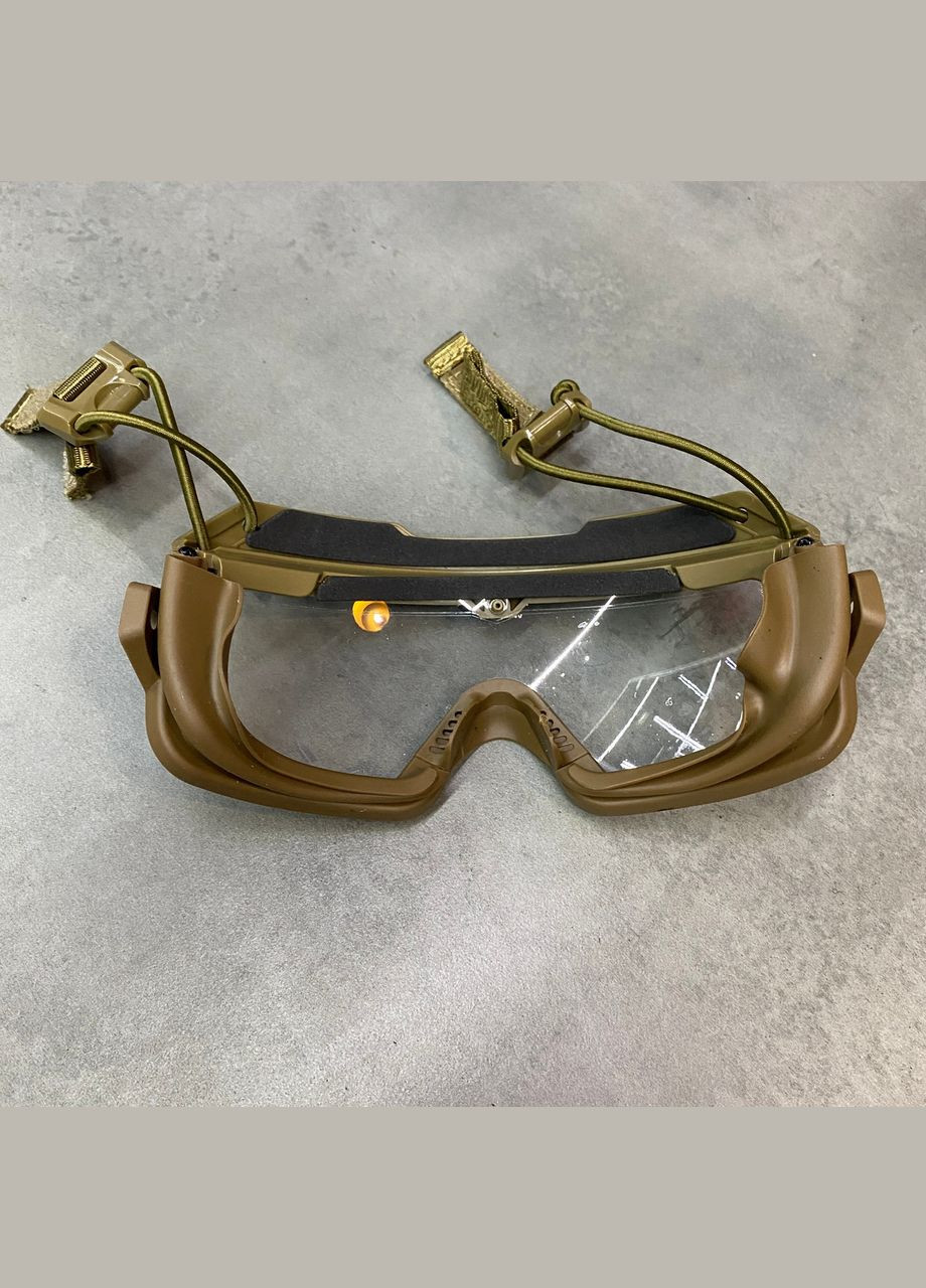 Маска тактична, кріплення на шолом, прозоре скло, колір койот Yakeda (338625023)