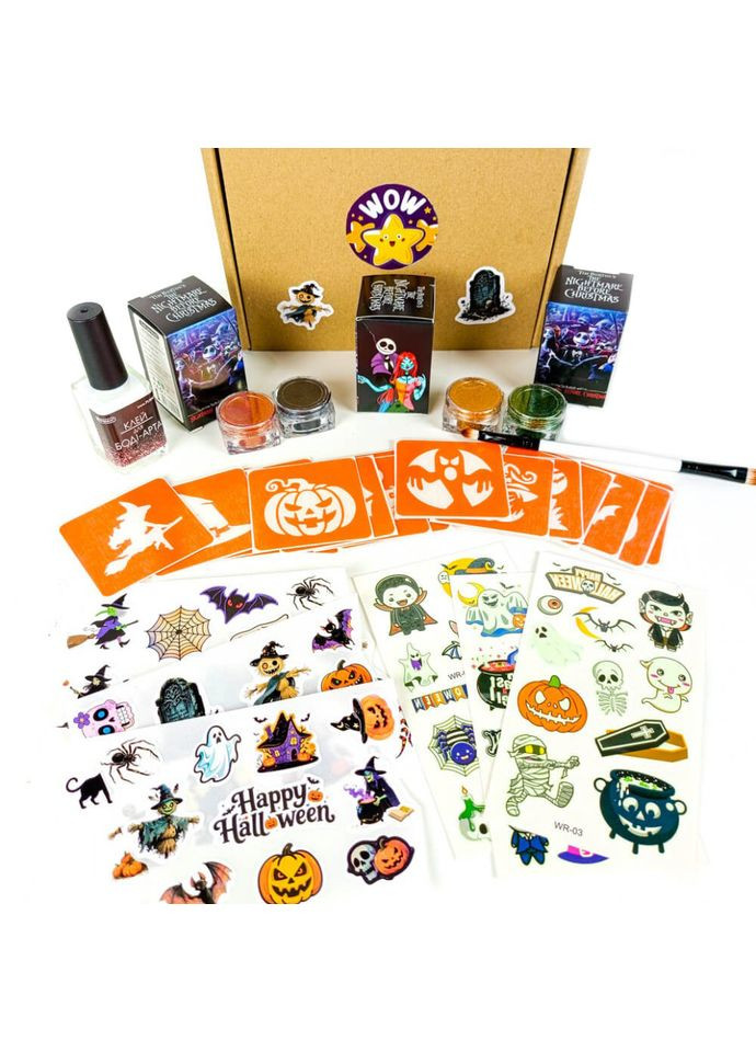 Набір для біо тату "Wow Box Хелловін для 3 дітей" wow box halloween 3 Fresh Tattoo (364127102)