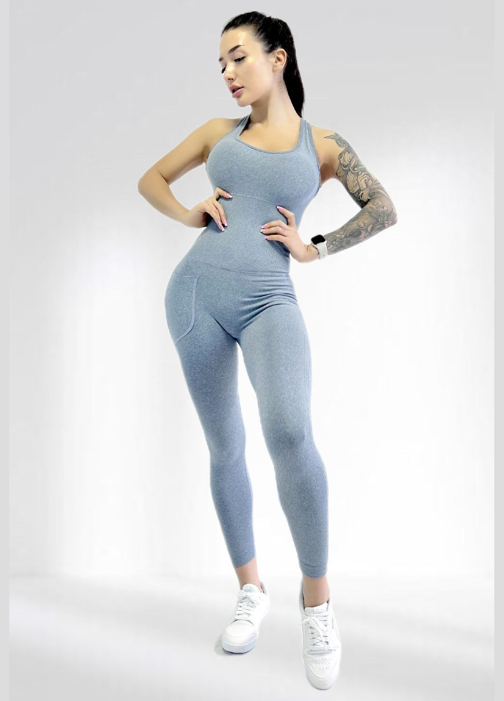 Спортивный комбинезон женский для гимнастики йоги фитнеса LILAFIT комбинезон-брюки серый спортивный нейлон