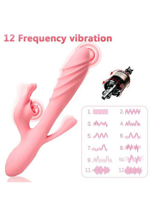 Вібратор Rebbit 3в1 з підігрівом із 12 режимів вібрації рожевого кольору, 3 в 1 для стимуляції точки G, клітера й анусу China (360603880)