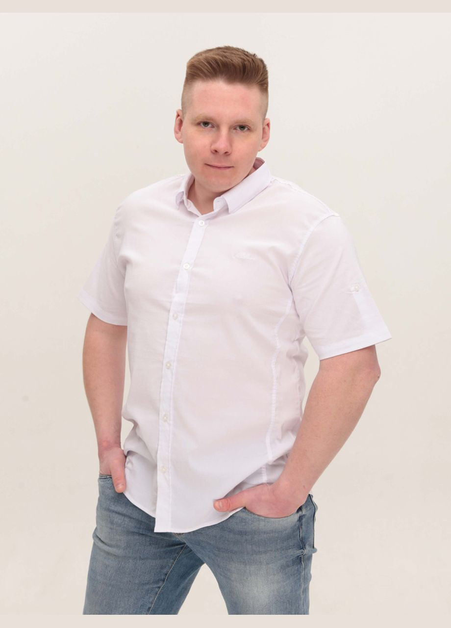 Белая повседневный рубашка однотонная Jean Piere