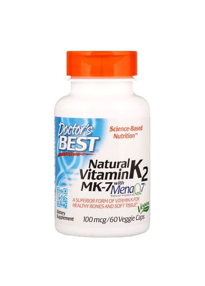 Вітамін К2, МК-7,, 100 мкг, 60 капсул Doctor's Best (365986906)