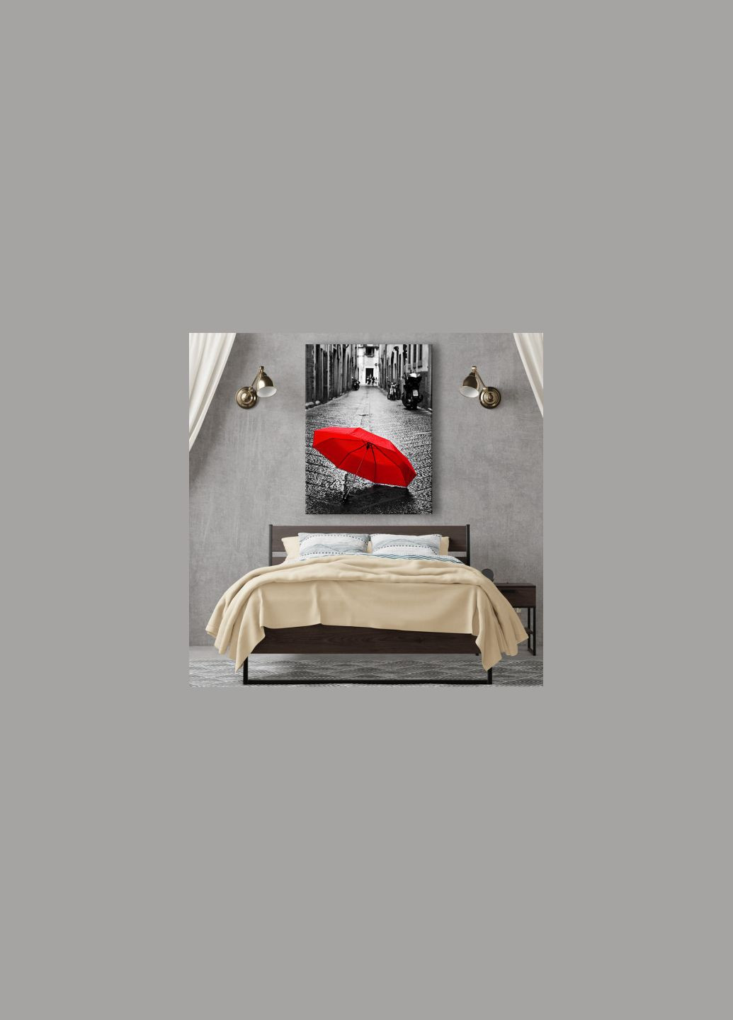 Картина Красный зонт 30x40 см (P0501) Malevich Store (333339044)