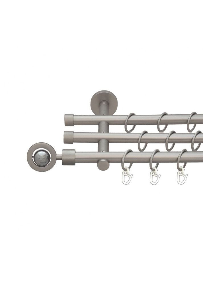 Карниз Пополо Комбинований металлический трехрядный цилиндр (20 см) гладкая труба Сатин 16\16\16 мм 160 см (6099539) ORVIT (300797483)