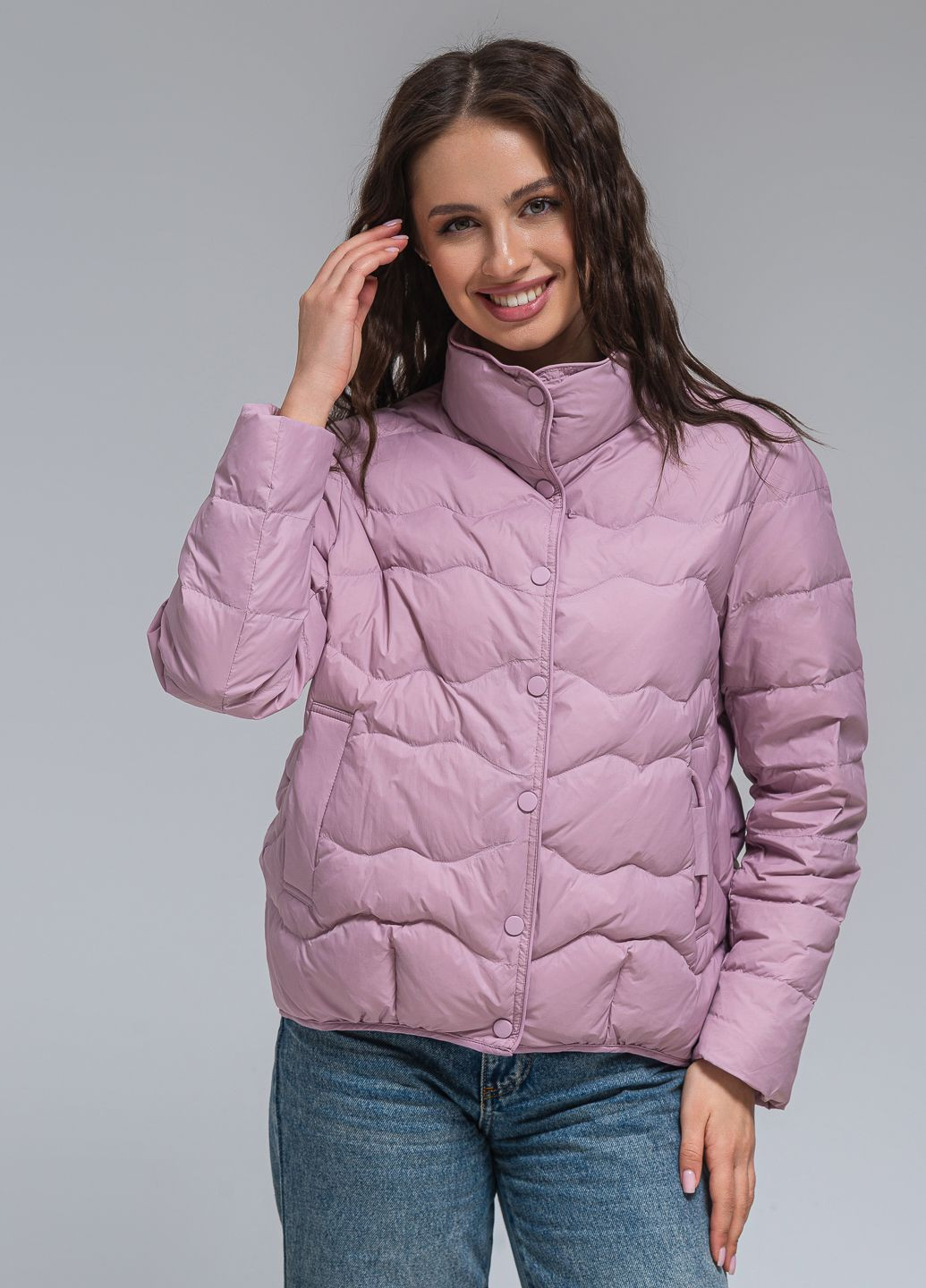 Розово-лиловая демисезонная ультралегкая пуховая куртка -wear модель 82403 Viva