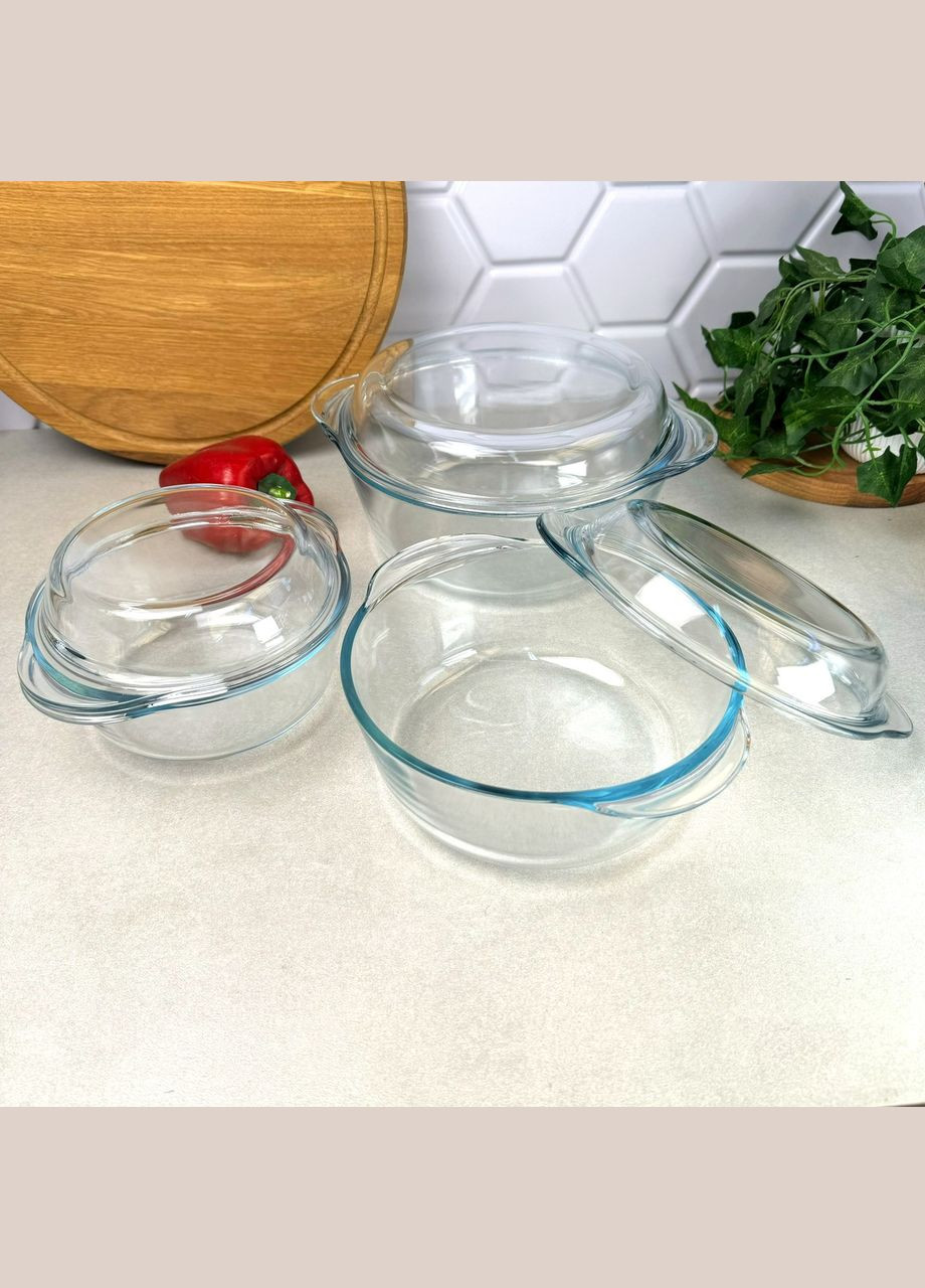 Набор жаропрочных стеклянных кастрюль 6 предметов Borcam (303209765)