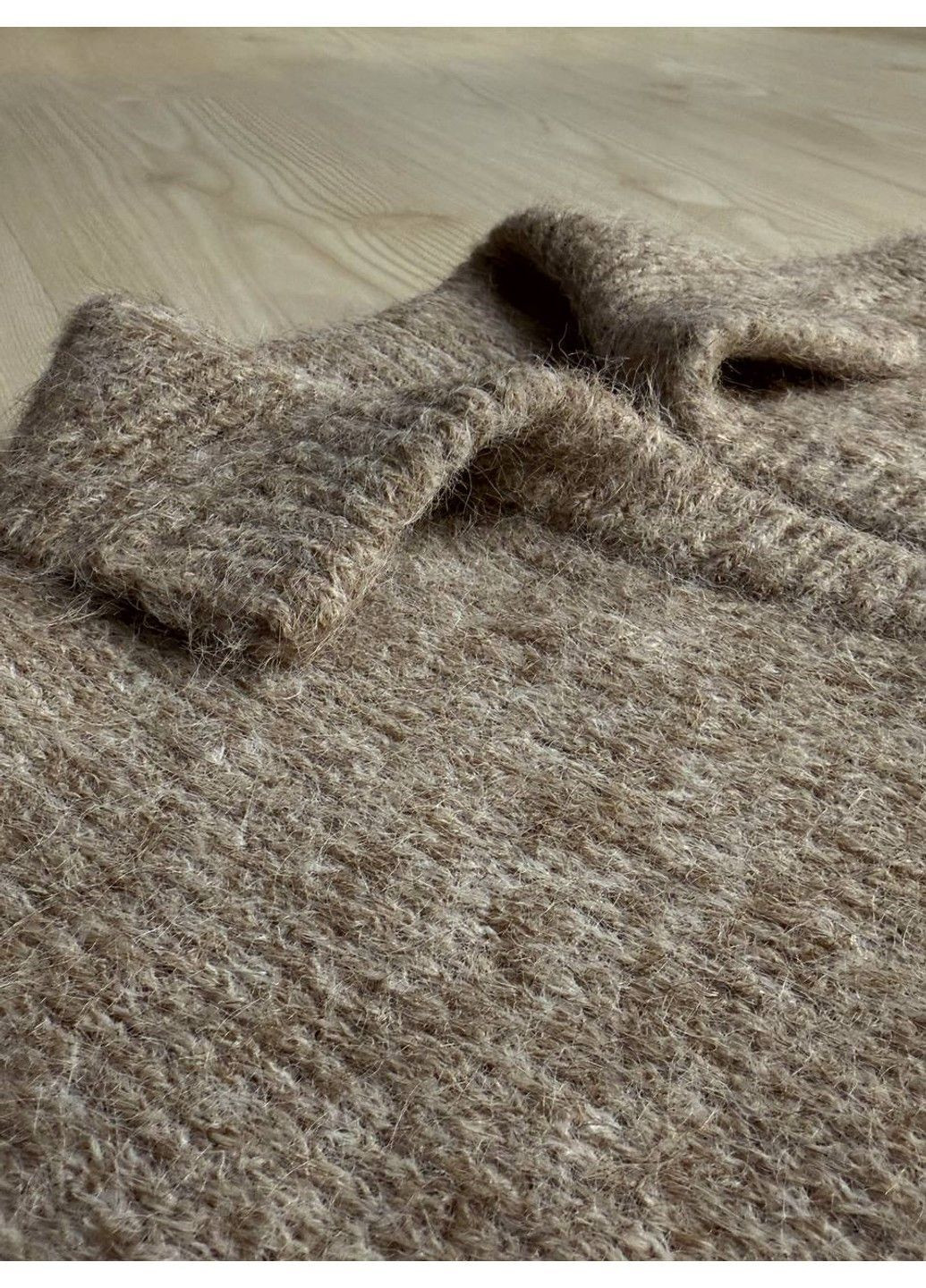 Бежевый демисезонный свитер женский a-n 19-1 с воротником поло теплый свободный No Brand