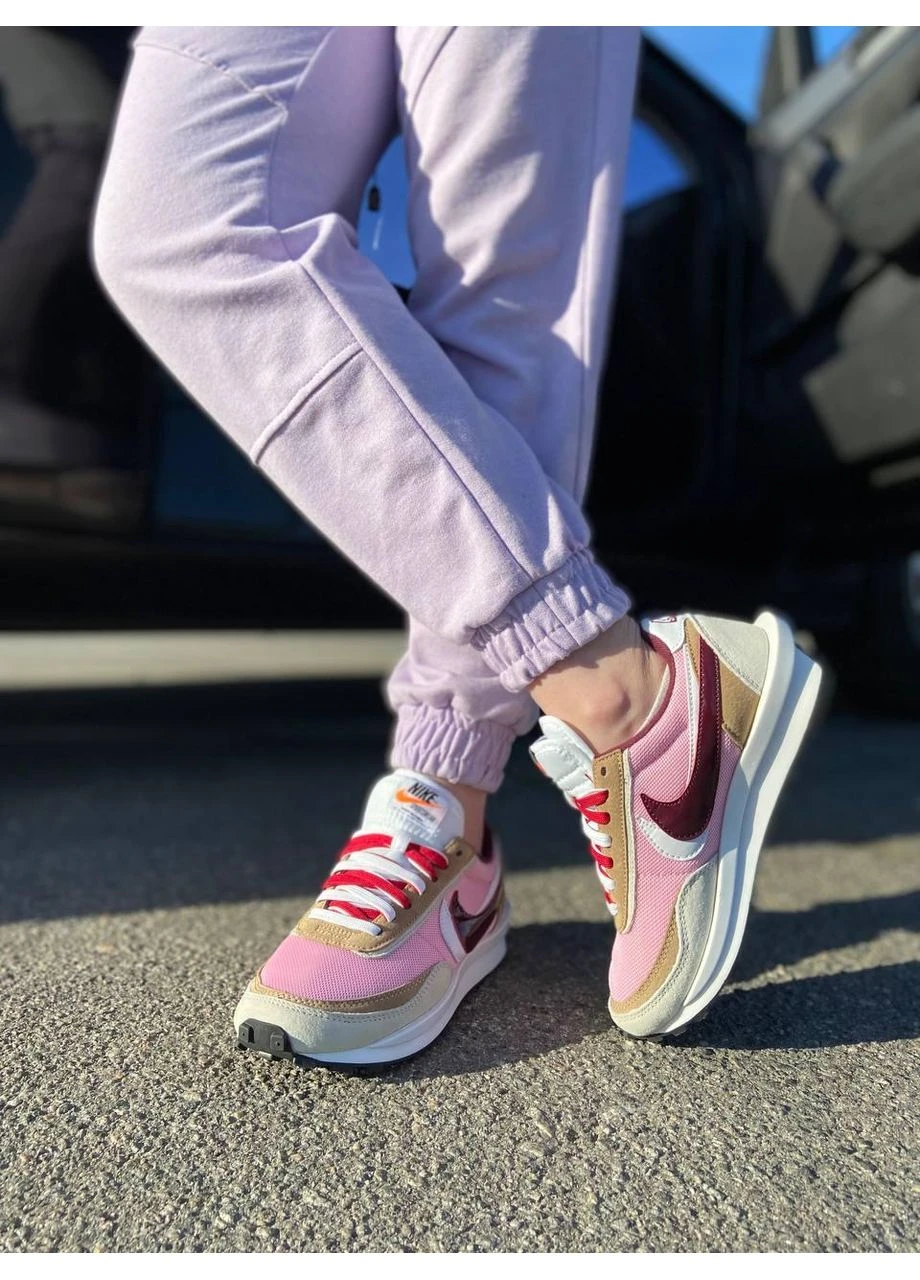 Розовые летние кроссовки nike vaporwaffle sport fuschia x sacai pink найк вапорвафл No Brand
