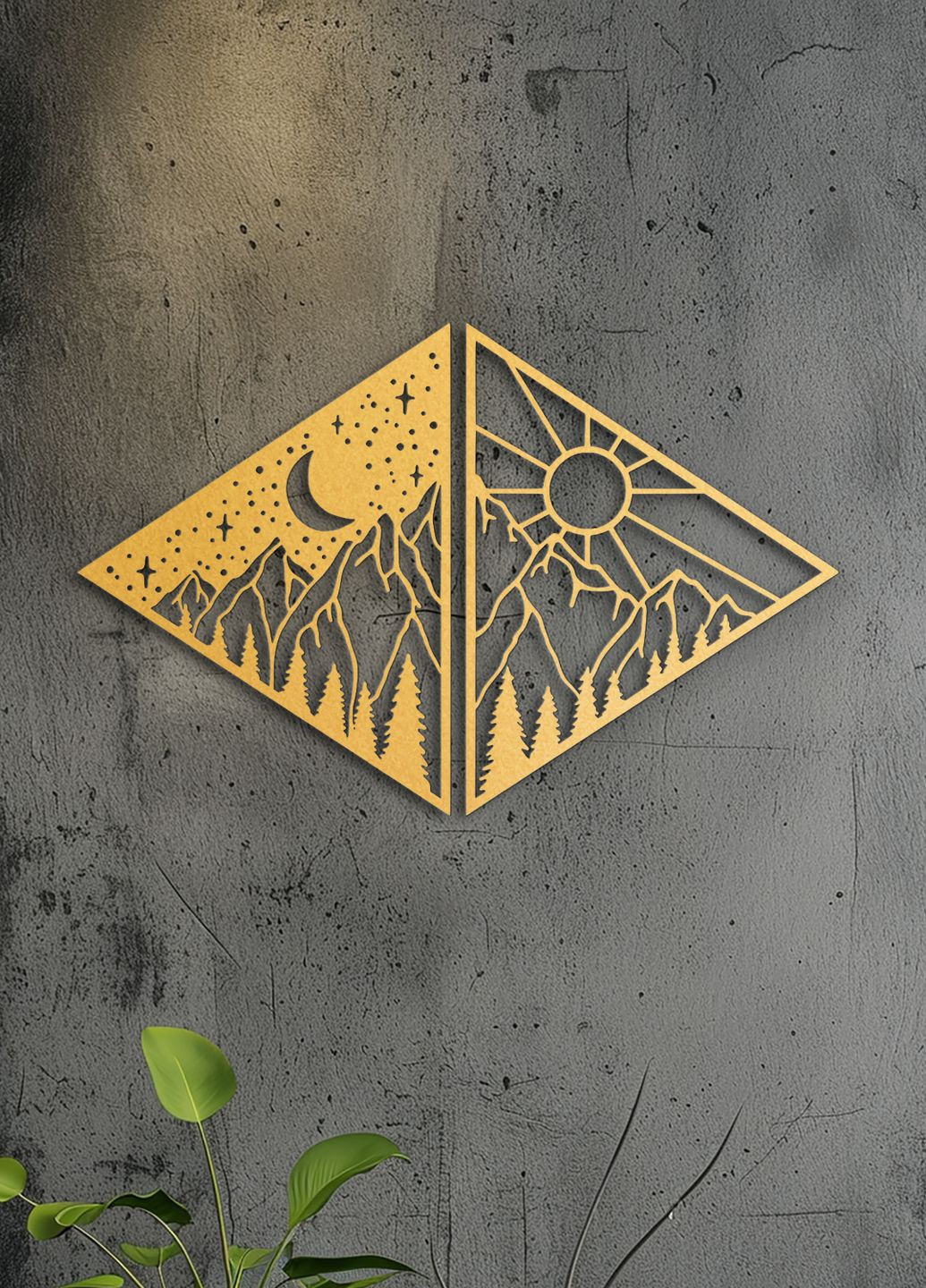 Декор в комнату, интерьерная картина на стену "День и ночь", стиль минимализм 80х125 см Woodyard (292113106)