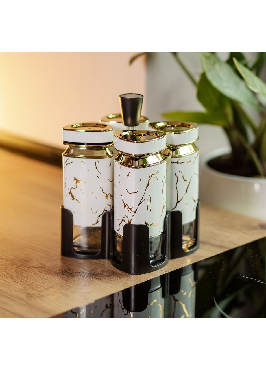 Набір баночок для спецій 4 шт 120 мл карусель для зберігання спецій HP-1330 Jooki (358706167)