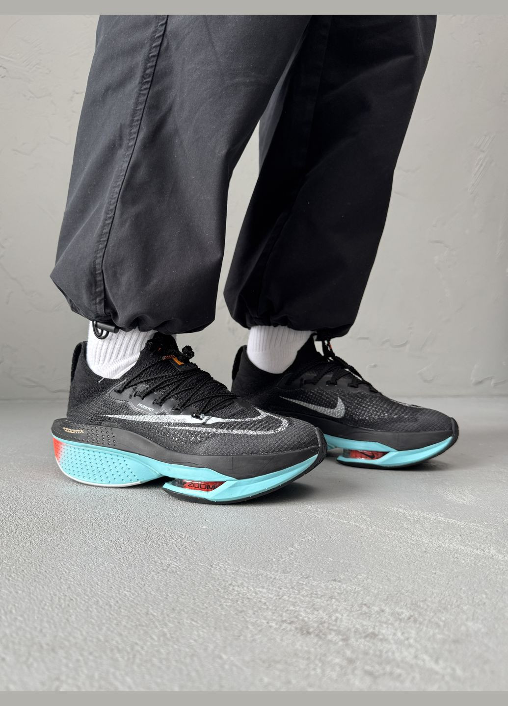 Чорні Осінні кросівки чоловічі nike air zoom alphafly 2 black blue | найк еір зум альфафлай 2 чорні No Brand