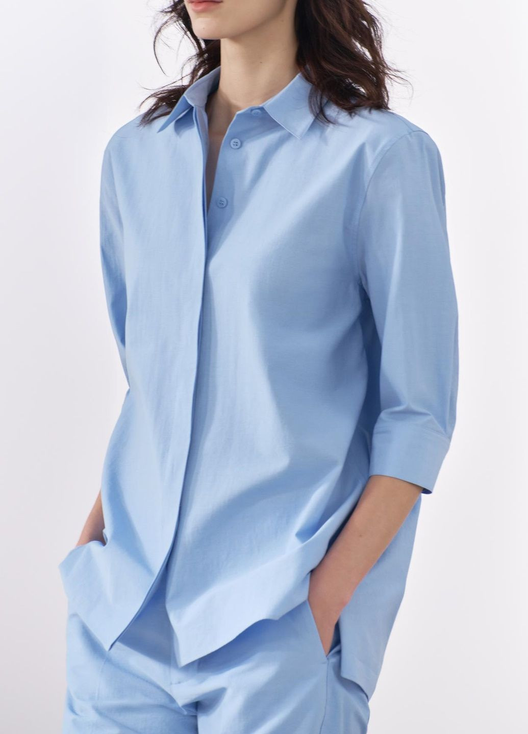 Синяя повседневный рубашка однотонная Zara